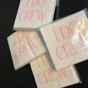 “I DO CREW” 5” napkins-cocktail size-4 packs of 20 each-NWT-flaws